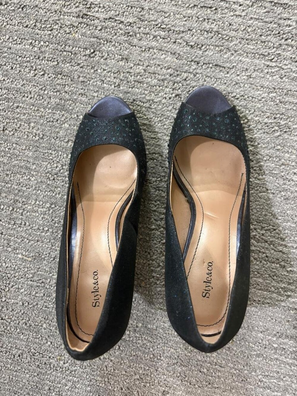 Style & Co black glitter peep-toe pumps - size 7M